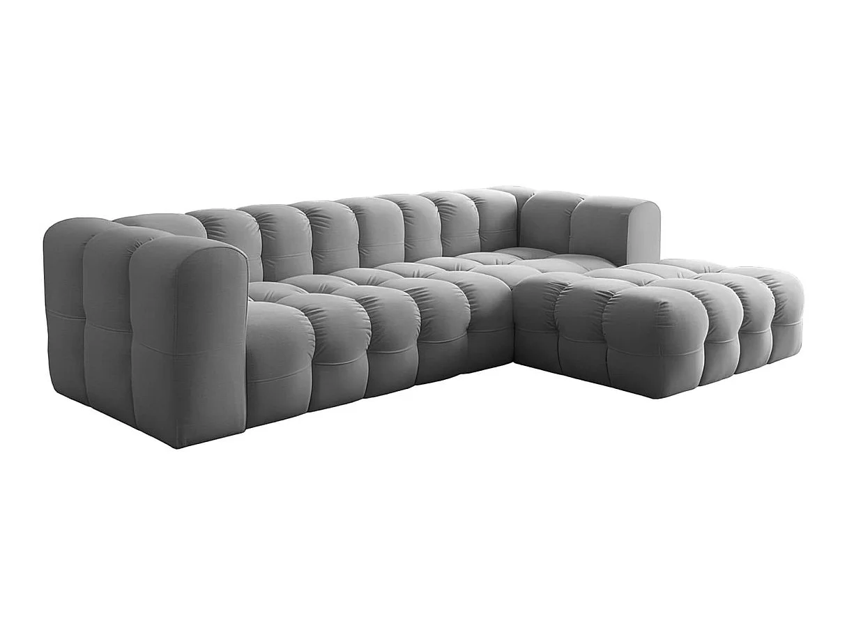 Canapé d'angle droit 4 places en velours gris MILOE