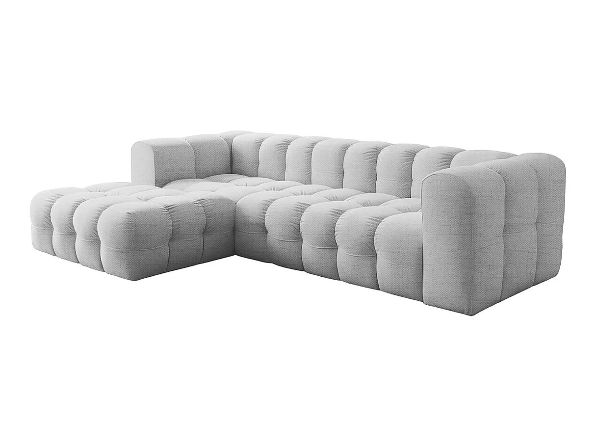 Canapé d'angle gauche 4 places en tissu gris clair MILOE