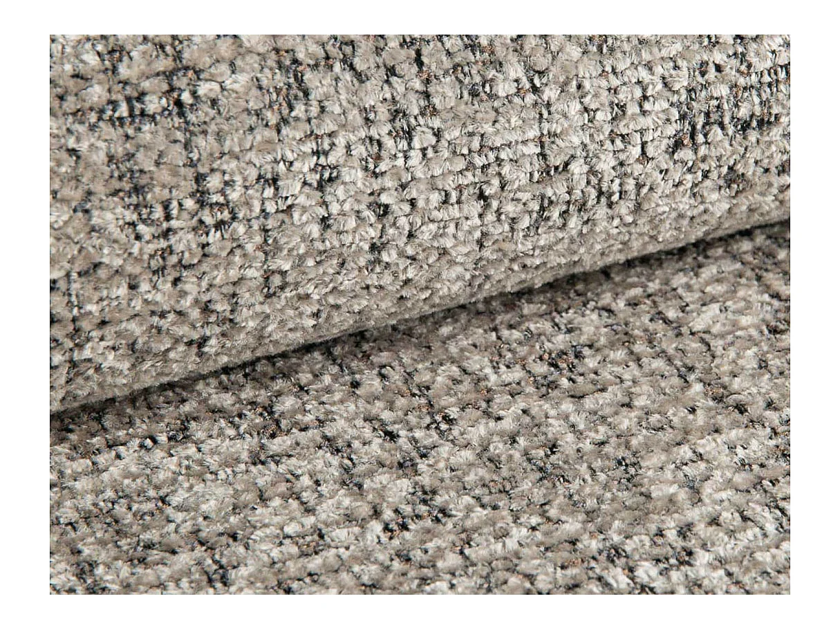 Canapé d'angle convertible 4 places réversible avec coffre en tissu bouclette taupe APOLINE