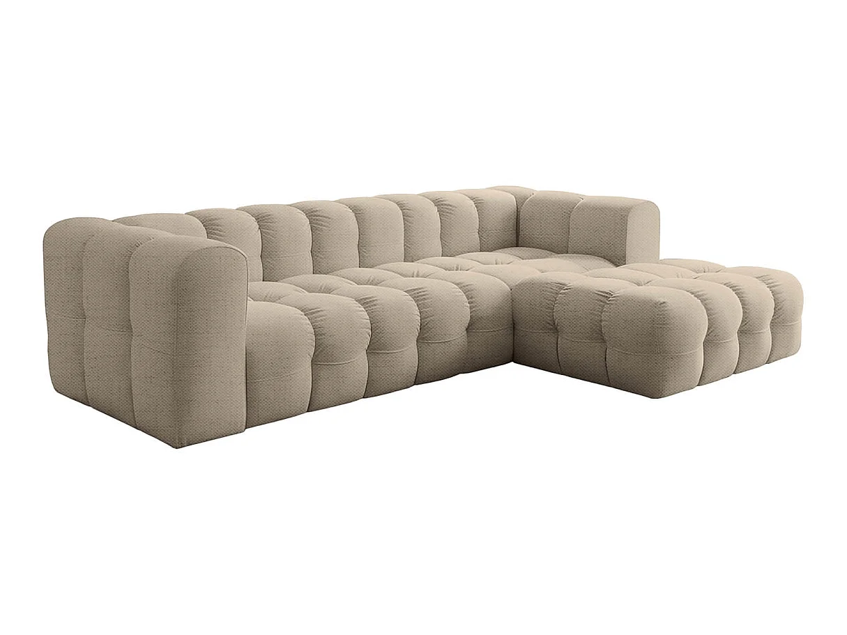 Canapé d'angle droit 4 places en tissu beige MILOE