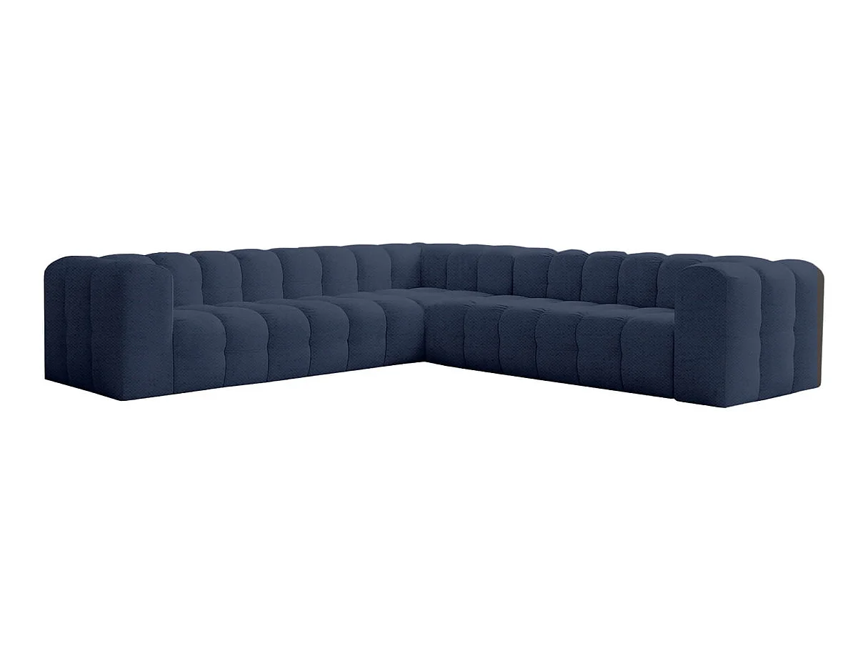 Canapé d'angle 6 places réversible en tissu bleu MILOE