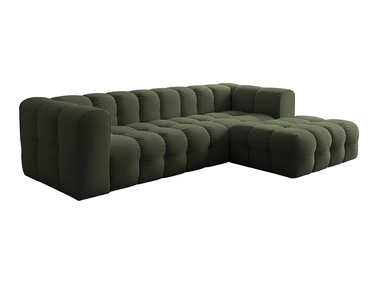 Canapé d'angle droit 4 places en velours vert MILOE