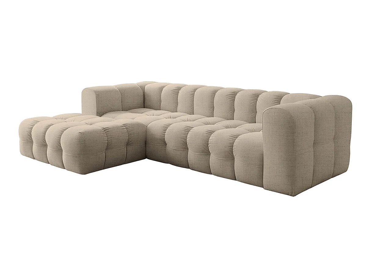 Canapé d'angle gauche 4 places en tissu beige MILOE