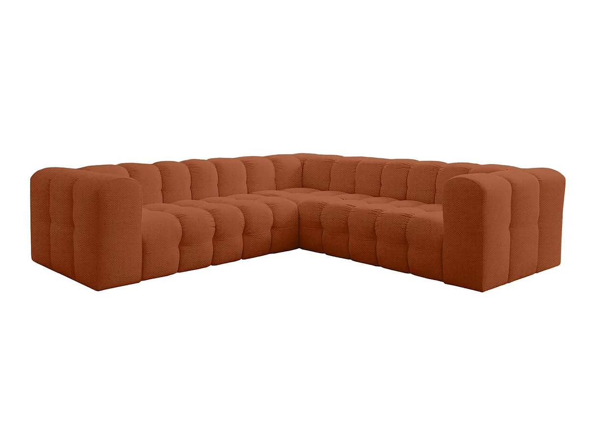 Canapé d'angle 4 places réversible en tissu terracotta MILOE
