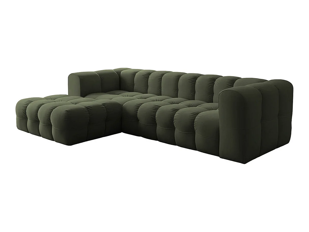 Canapé d'angle gauche 4 places en velours vert MILOE