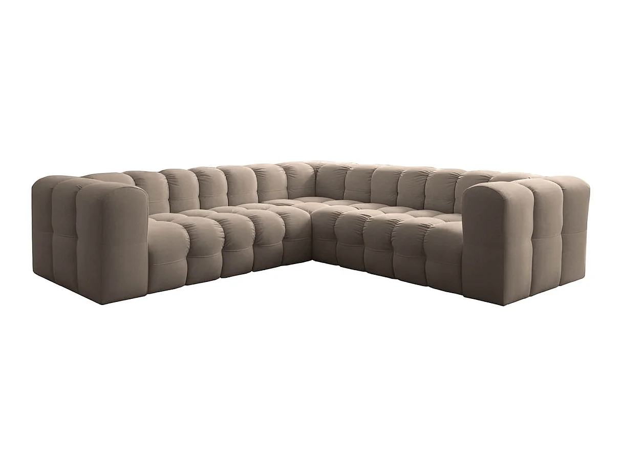 Canapé d'angle 4 places réversible en velours taupe MILOE