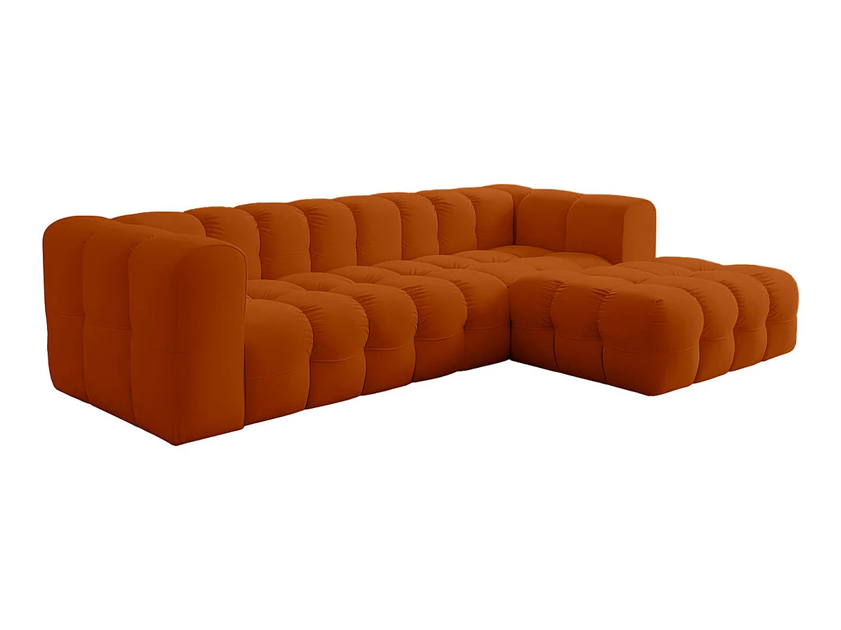 Canapé d'angle droit 4 places en velours terracotta MILOE