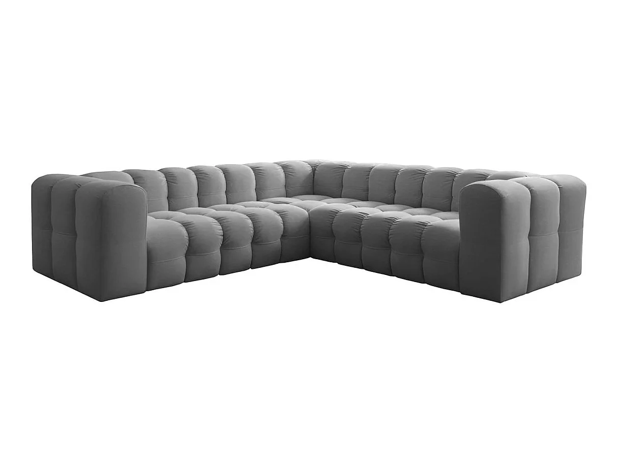 Canapé d'angle 4 places réversible en velours gris MILOE