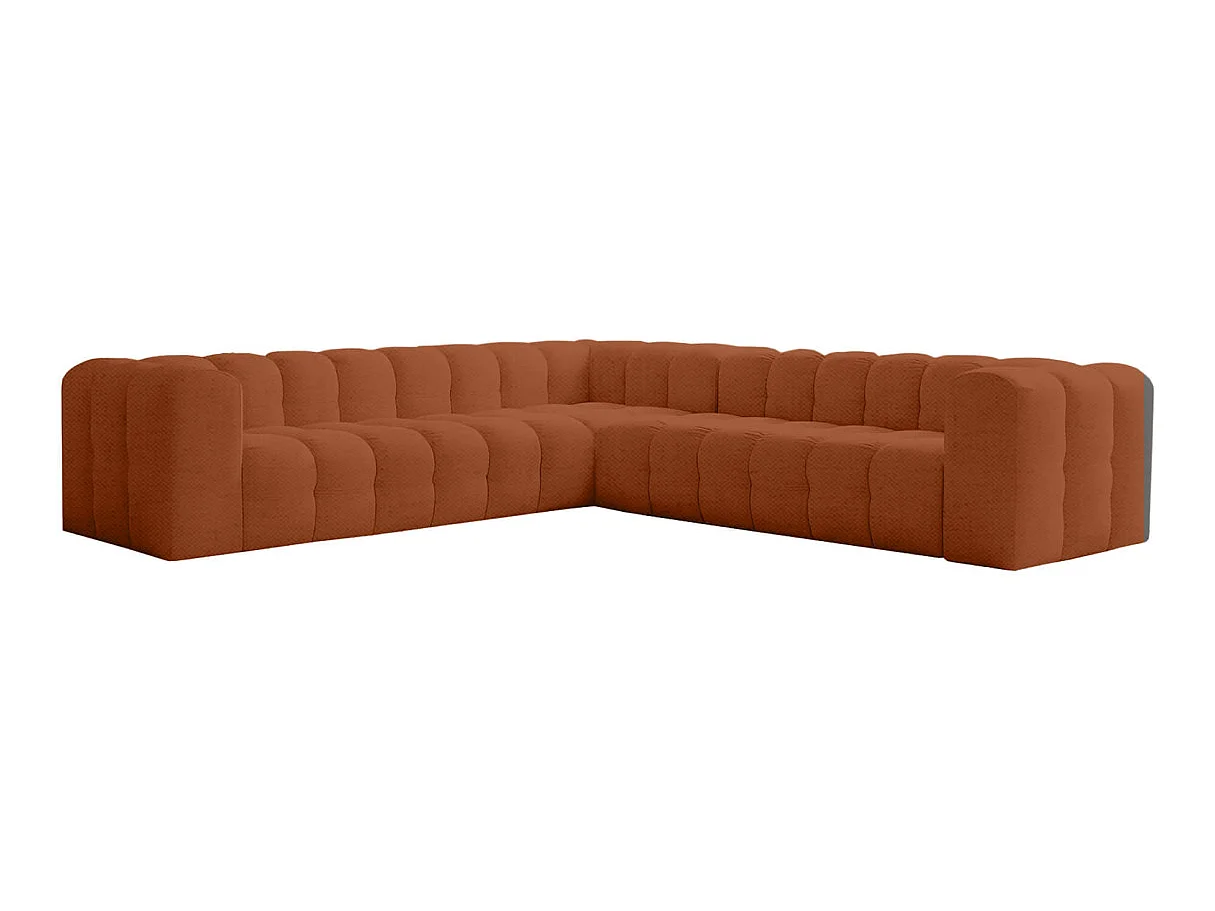 Canapé d'angle 6 places réversible en tissu terracotta MILOE