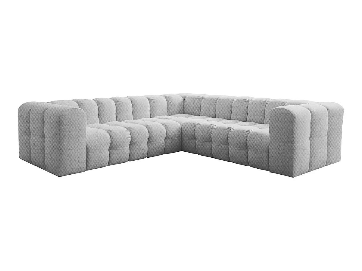 Canapé d'angle 4 places réversible en tissu gris clair MILOE