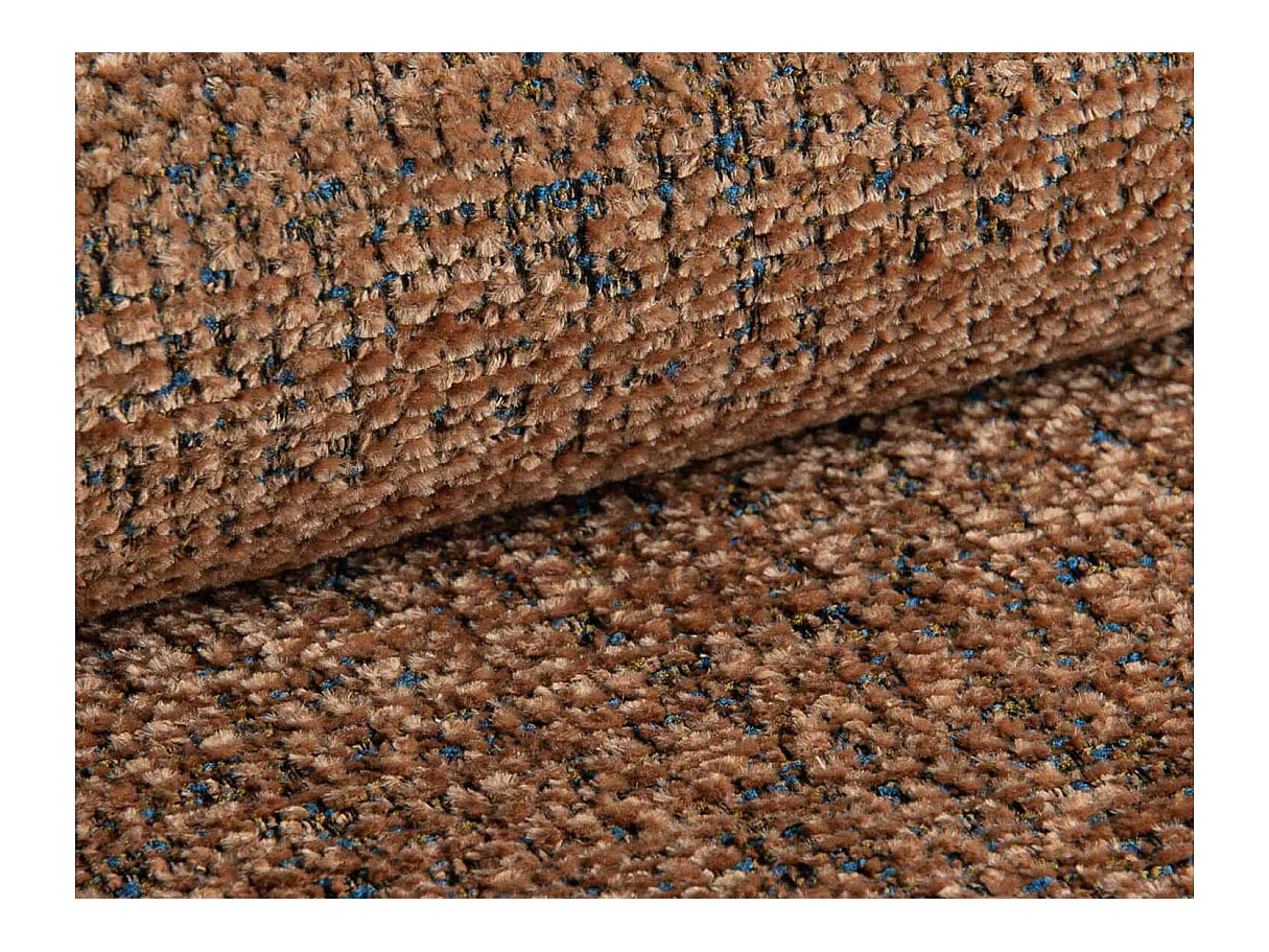 Canapé d'angle convertible 4 places réversible avec coffre en tissu bouclette terracotta TERRACOTTA