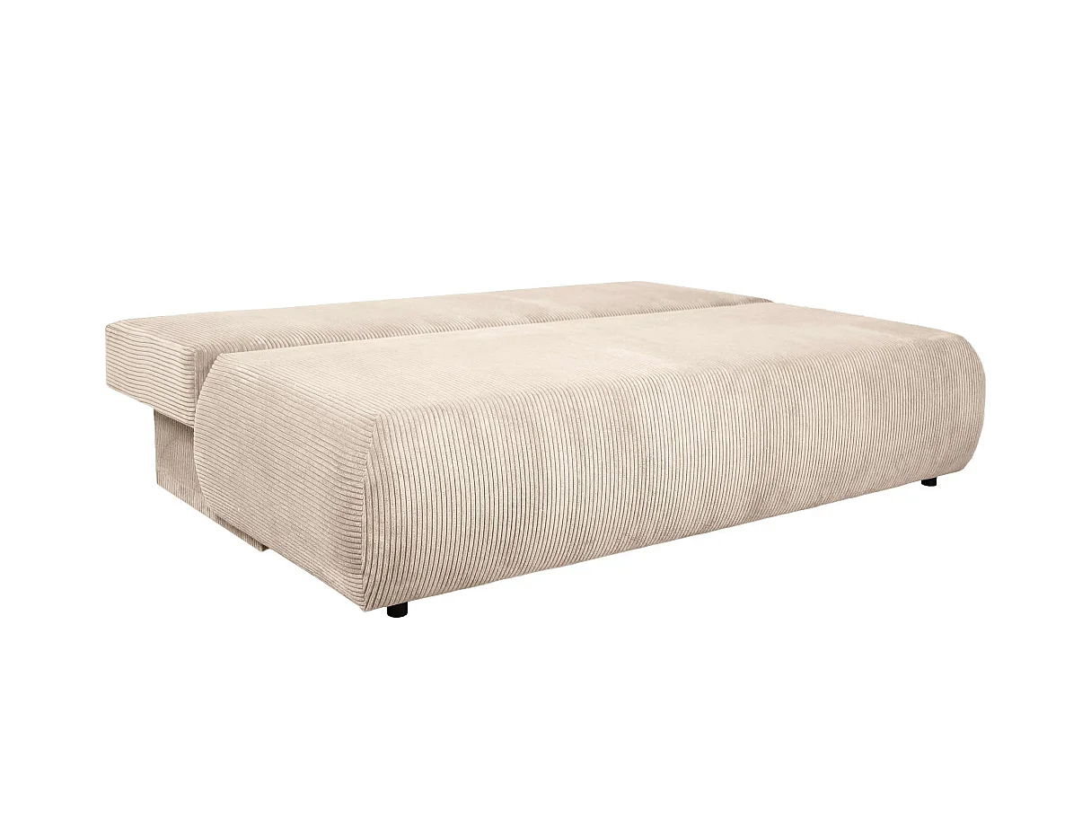 Canapé convertible 3 places avec coffre en velours côtelé beige VELUTO