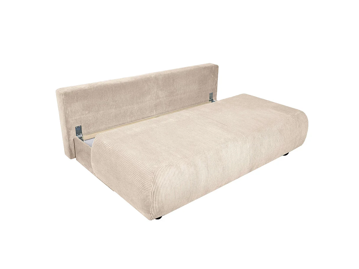 Canapé convertible 3 places avec coffre en velours côtelé beige VELUTO