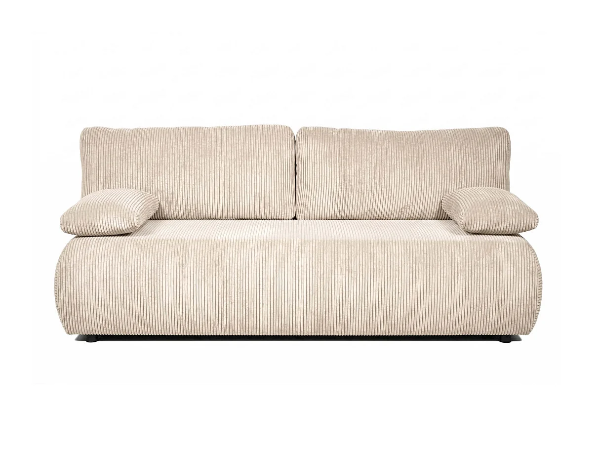 Canapé convertible 3 places avec coffre en velours côtelé beige VELUTO