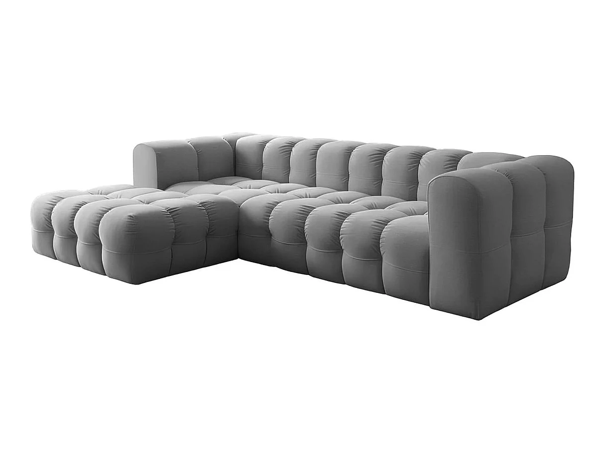 Canapé d'angle gauche 4 places en velours gris MILOE