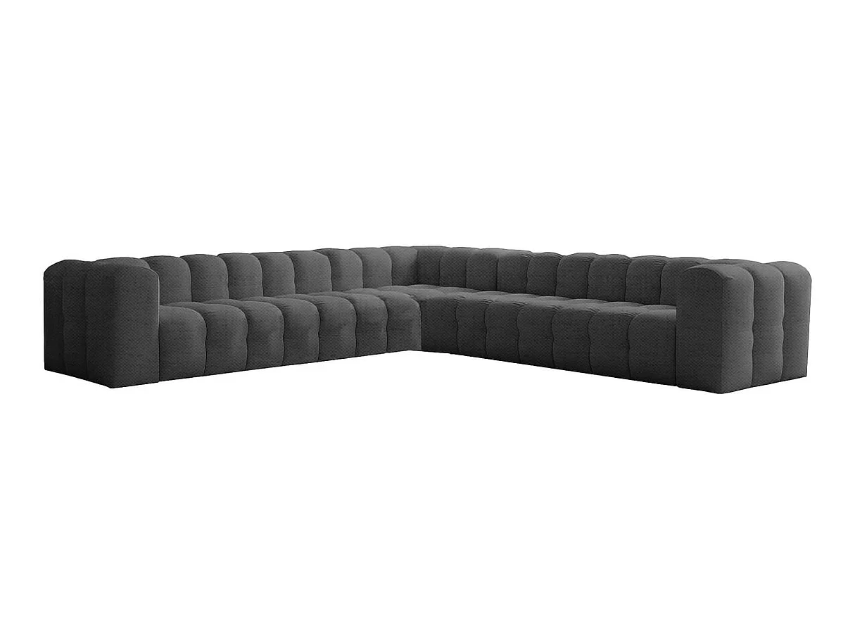 Canapé d'angle 8 places réversible en tissu gris anthracite MILOE