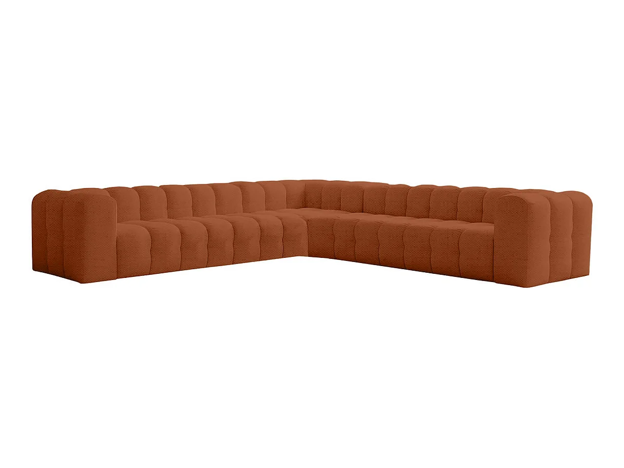 Canapé d'angle 8 places réversible en tissu terracotta MILOE