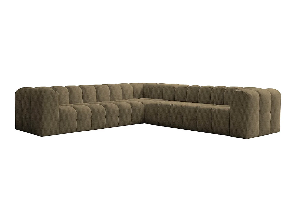 Canapé d'angle 6 places réversible en tissu vert MILOE