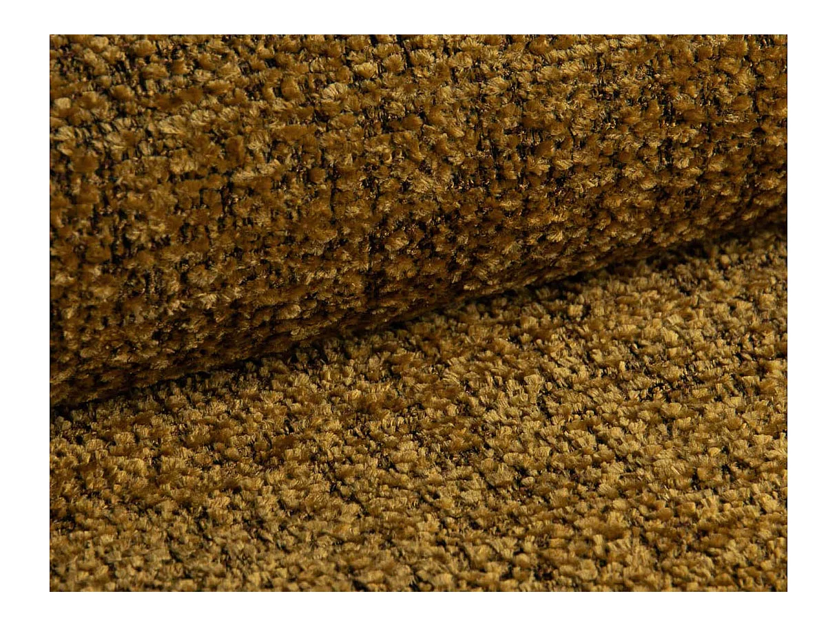 Canapé d'angle convertible 4 places réversible avec coffre en tissu bouclette jaune APOLINE