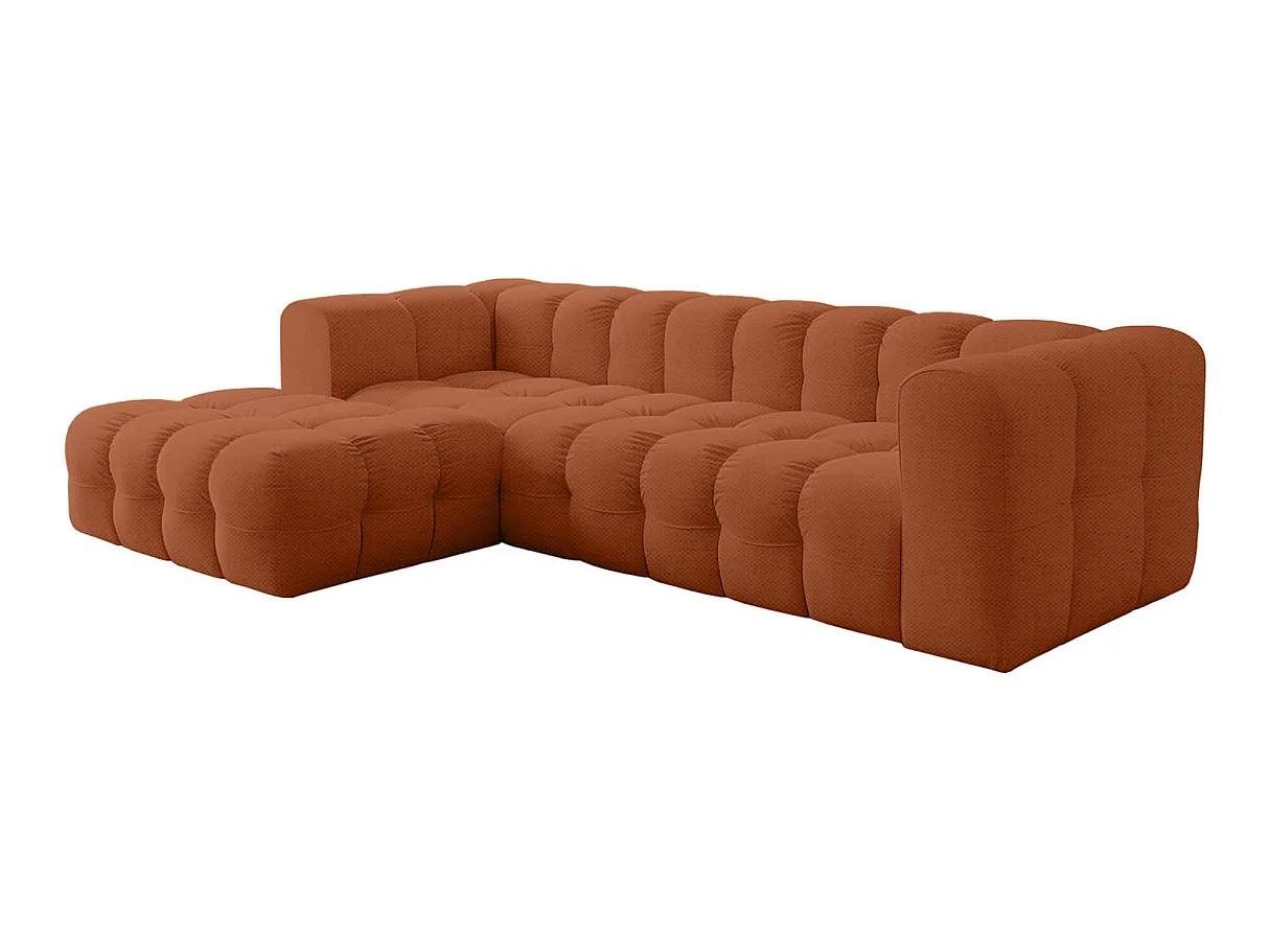 Canapé d'angle gauche 4 places en tissu terracotta MILOE