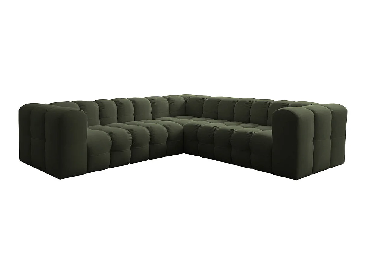 Canapé d'angle 4 places réversible en velours vert MILOE