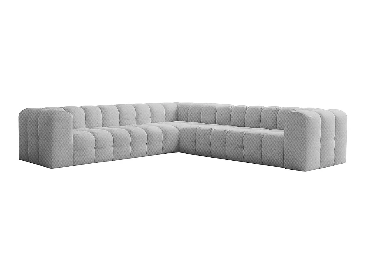 Canapé d'angle 6 places réversible en tissu gris clair MILOE