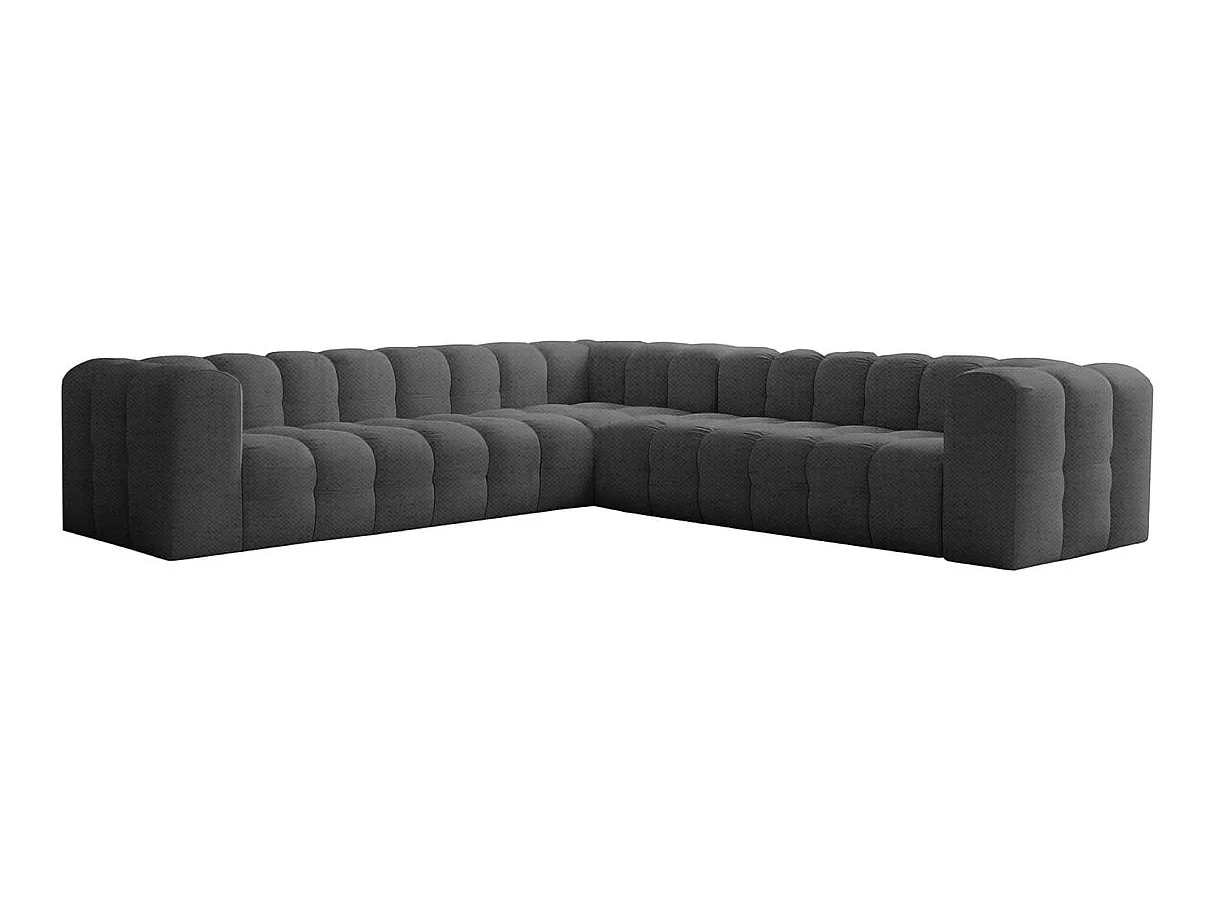 Canapé d'angle 6 places réversible en tissu gris anthracite MILOE