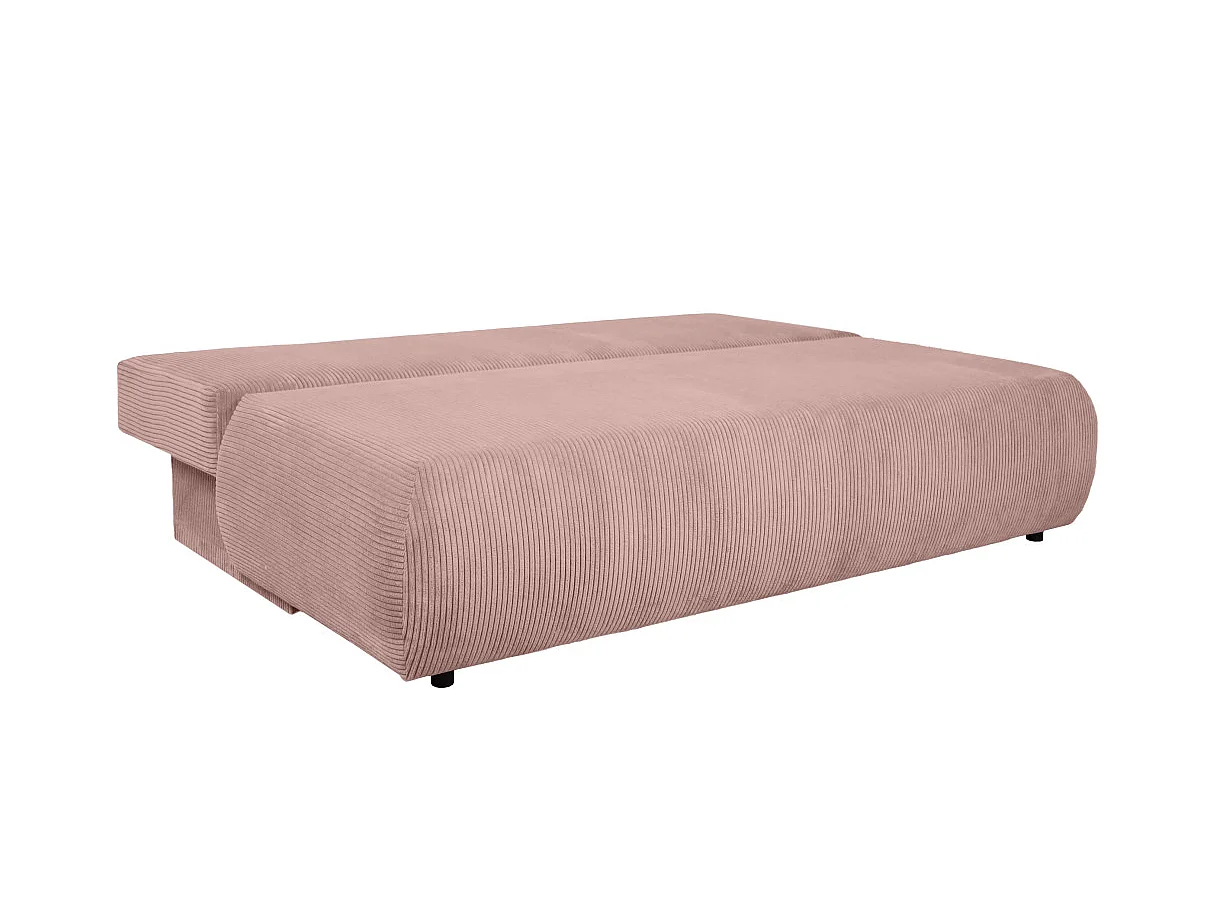 Canapé convertible 3 places avec coffre en velours côtelé rose VELUTO