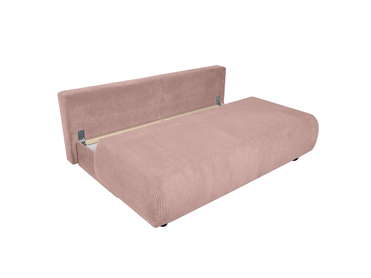 Canapé convertible 3 places avec coffre en velours côtelé rose VELUTO