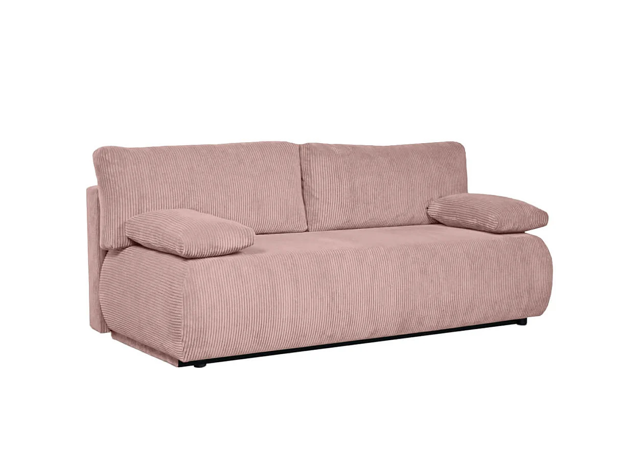 Canapé convertible 3 places avec coffre en velours côtelé rose VELUTO
