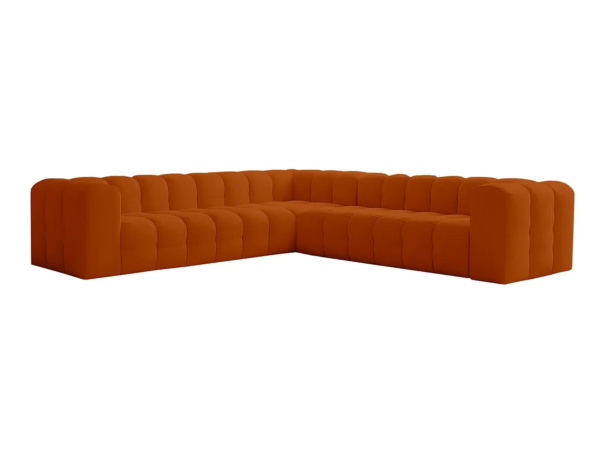 Canapé d'angle 6 places réversible en velours terracotta MILOE