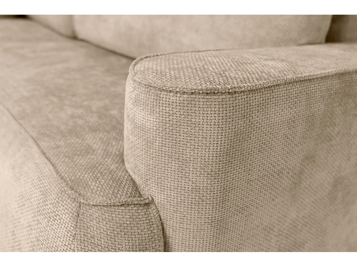Canapé d'angle gauche 3 places avec coffre en tissu chenille beige CASSIS