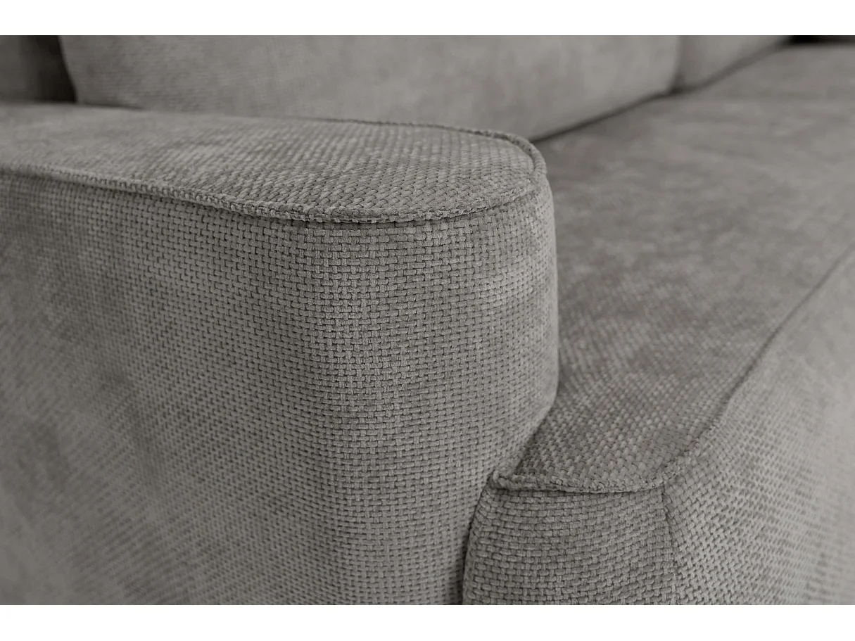 Canapé d'angle droit 3 places avec coffre en tissu chenille gris CASSIS