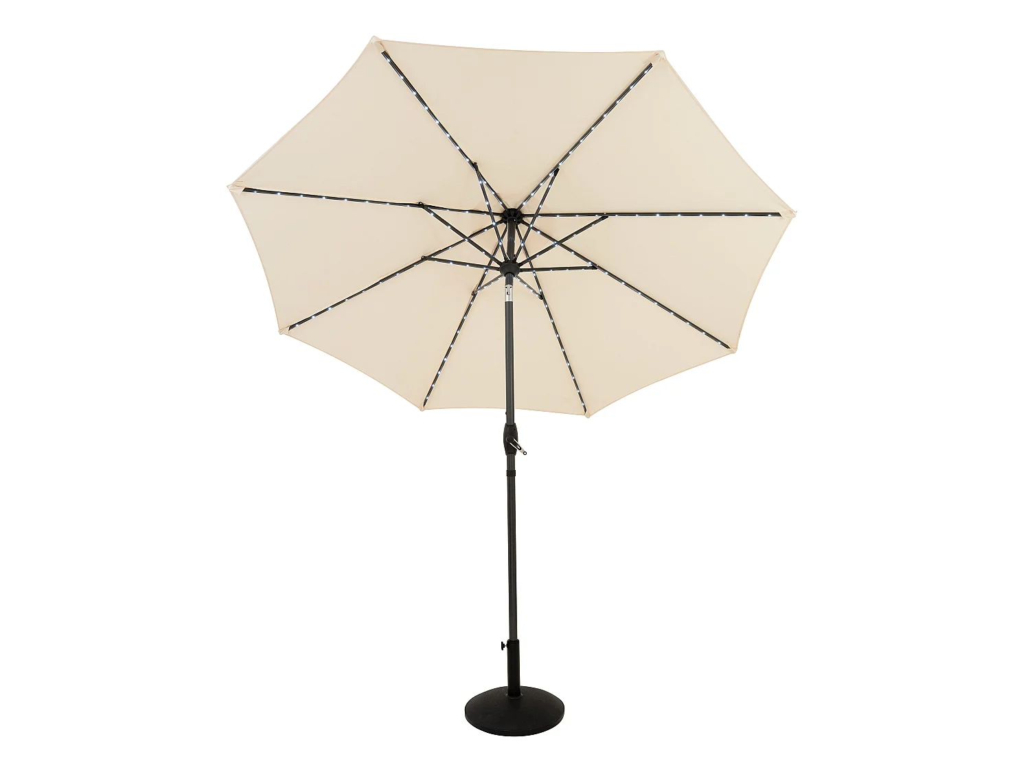 Parasol Inclinable à LED Solaire 2,7 m Crème & Socle en Béton Jardin Terrasse