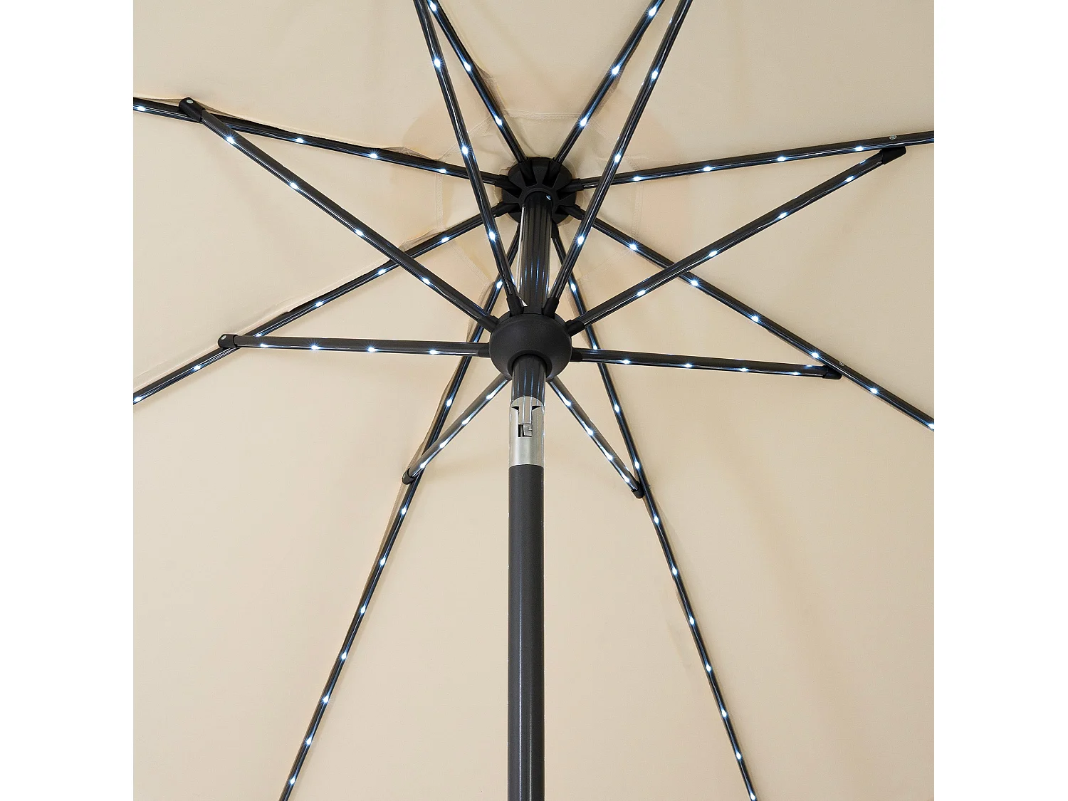 Parasol Inclinable à LED Solaire 2,7 m Crème & Socle en Béton Jardin Terrasse