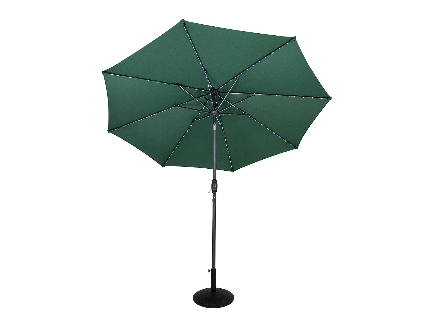 Parasol Inclinable à LED Solaire 2,7 m Vert & Socle en Béton Jardin Terrasse