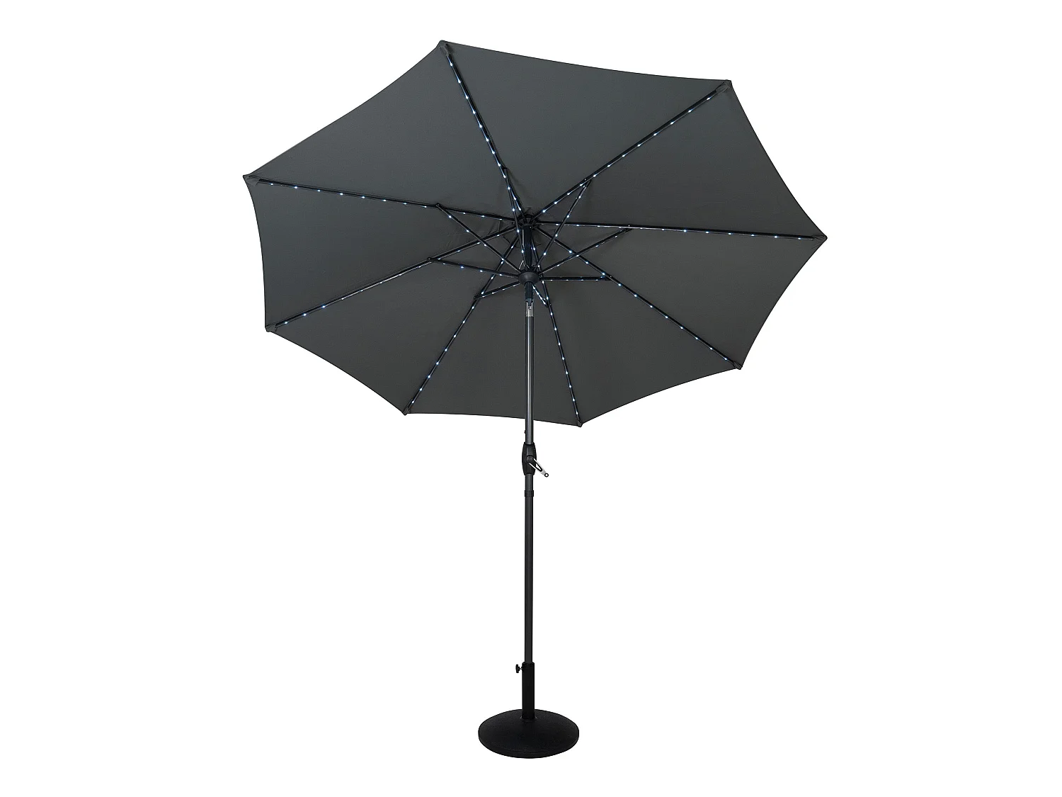 Parasol Inclinable à LED Solaire 2,7 m Gris & Socle en Béton Jardin Terrasse
