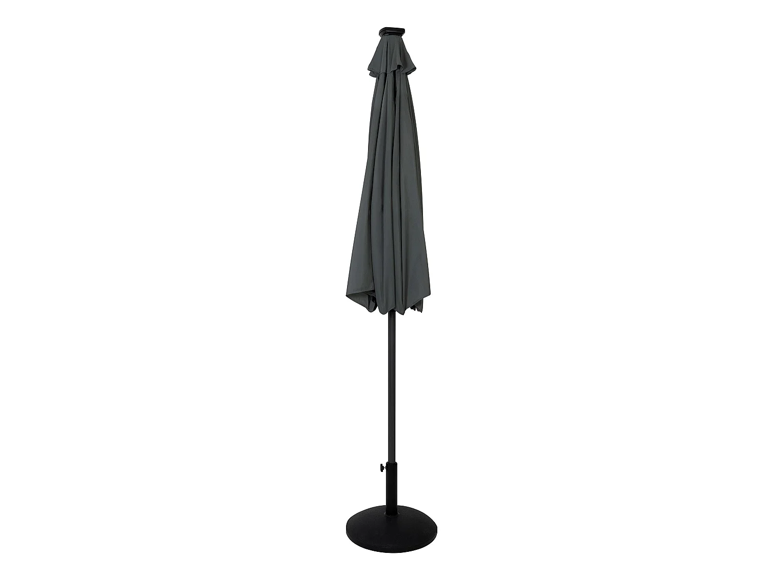 Parasol Inclinable à LED Solaire 2,7 m Gris & Socle en Béton Jardin Terrasse