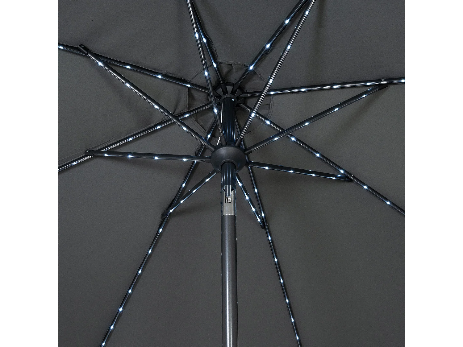 Parasol Inclinable à LED Solaire 2,7 m Gris & Socle en Béton Jardin Terrasse