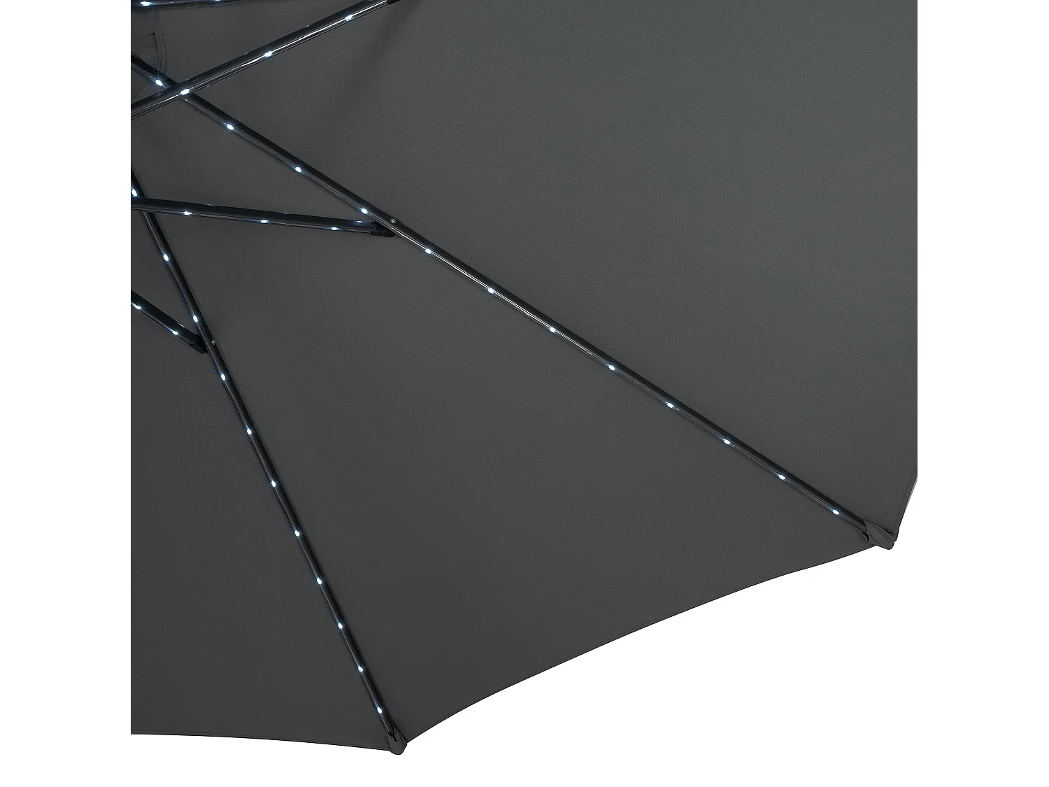 Parasol Inclinable à LED Solaire 2,7 m Gris & Socle en Béton Jardin Terrasse