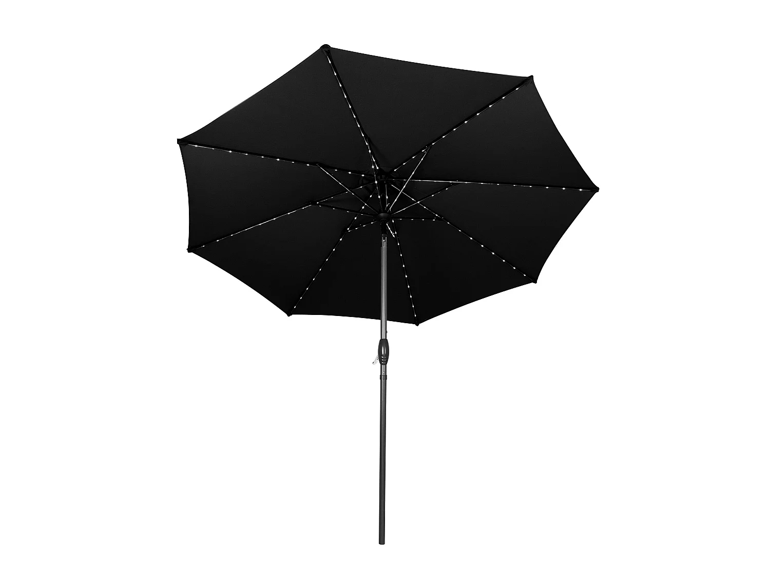 Parasol Inclinable à LED Solaire 2,7 m Noir Jardin Terrasse Auvent Ombre