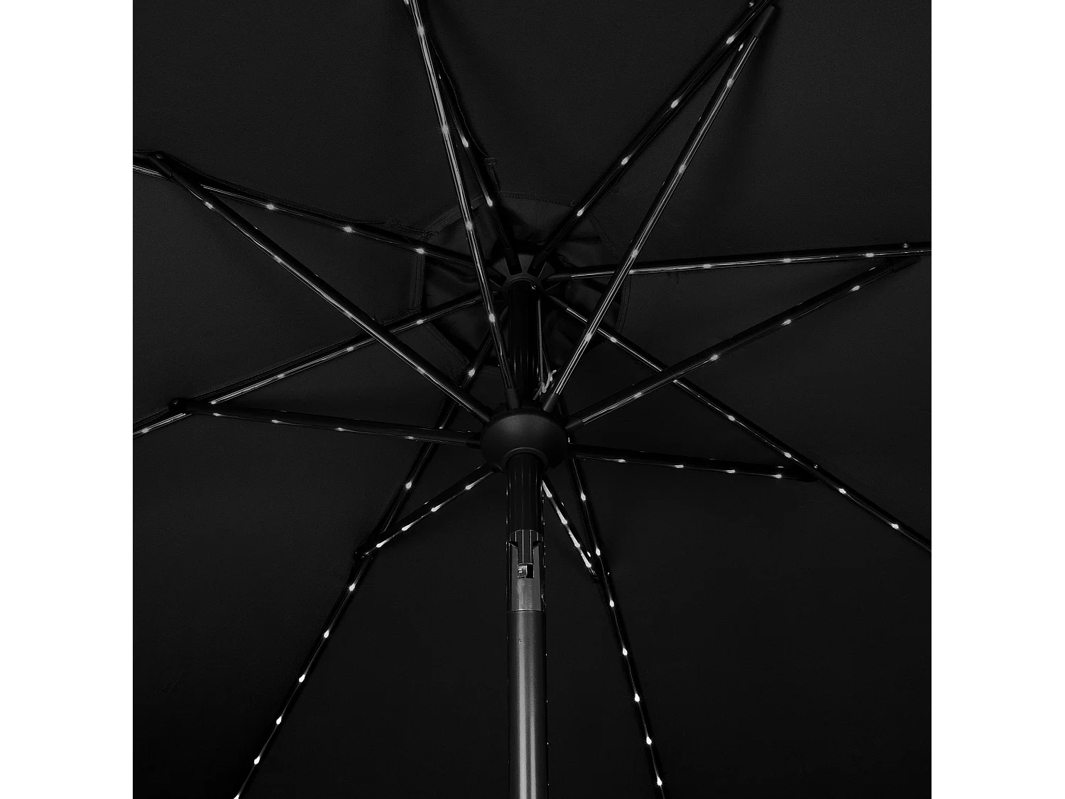 Parasol Inclinable à LED Solaire 2,7 m Noir Jardin Terrasse Auvent Ombre