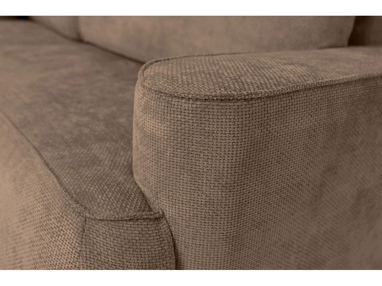 Canapé d'angle gauche 3 places avec coffre en tissu chenille marron CASSIS