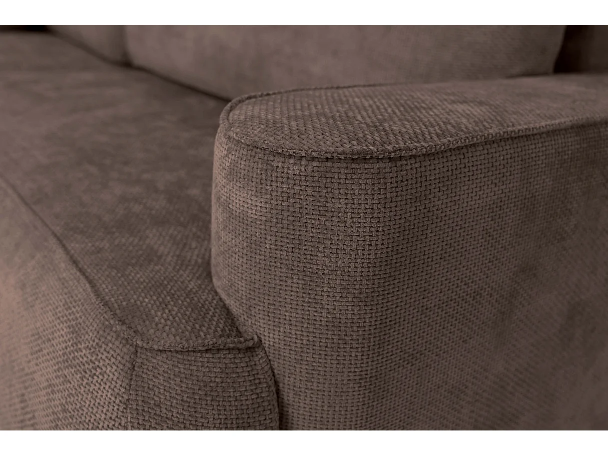 Canapé d'angle gauche 3 places avec coffre en tissu chenille marron CASSIS