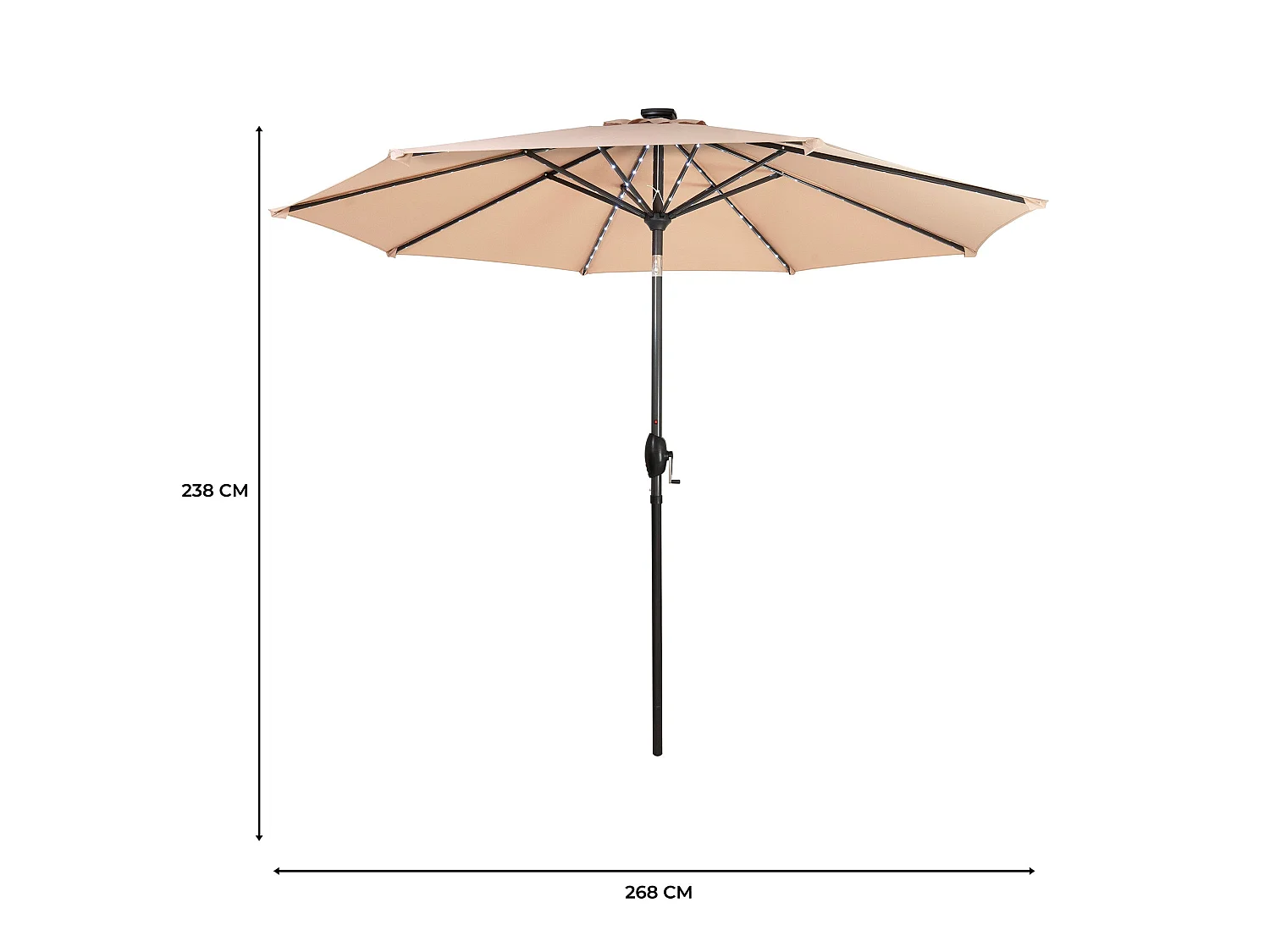 Parasol Inclinable à LED Solaire 2,7 m Beige Jardin Terrasse Auvent Ombre