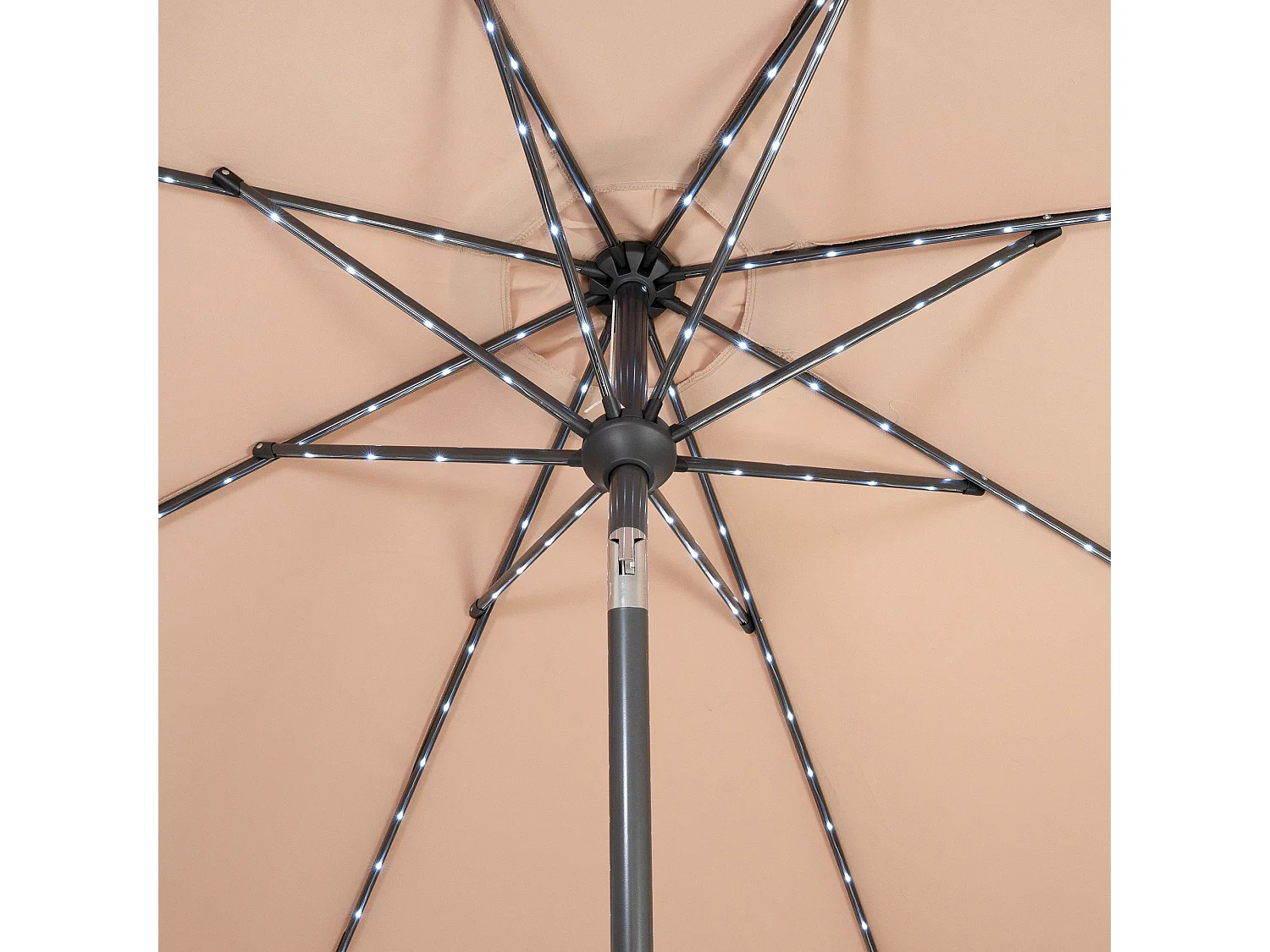 Parasol Inclinable à LED Solaire 2,7 m Beige Jardin Terrasse Auvent Ombre
