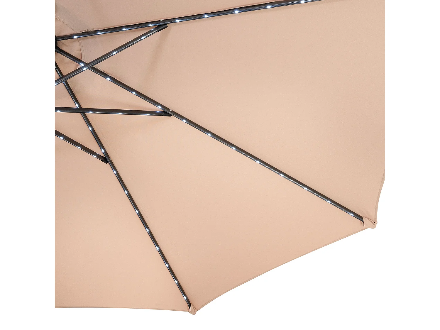 Parasol Inclinable à LED Solaire 2,7 m Beige Jardin Terrasse Auvent Ombre