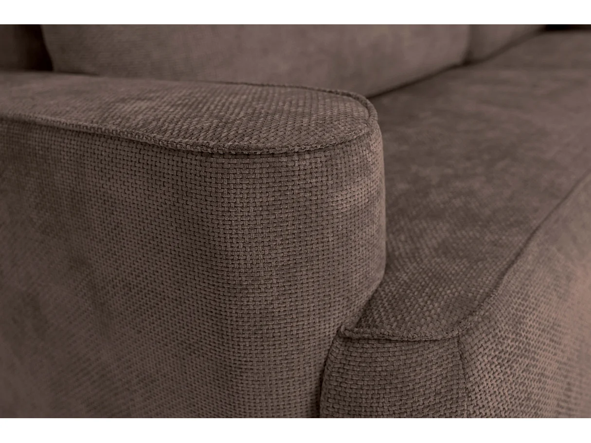 Canapé d'angle droit 3 places avec coffre en tissu chenille marron CASSIS
