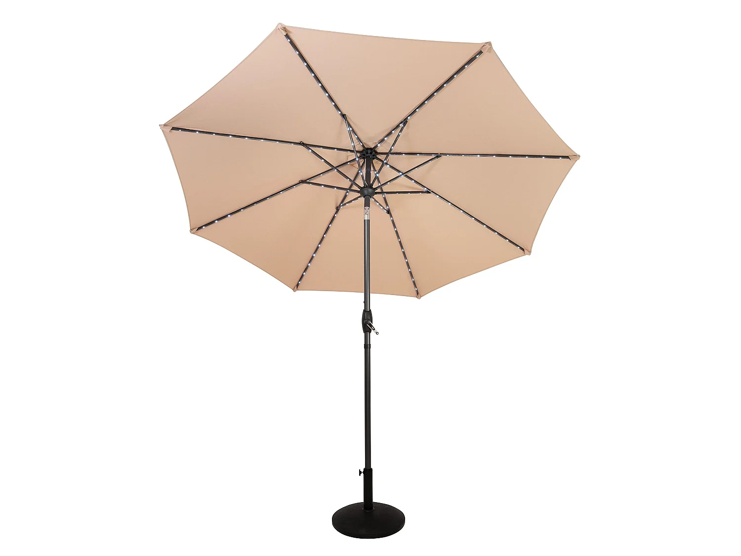Parasol Inclinable à LED Solaire 2,7 m Beige & Socle en Béton Jardin Terrasse