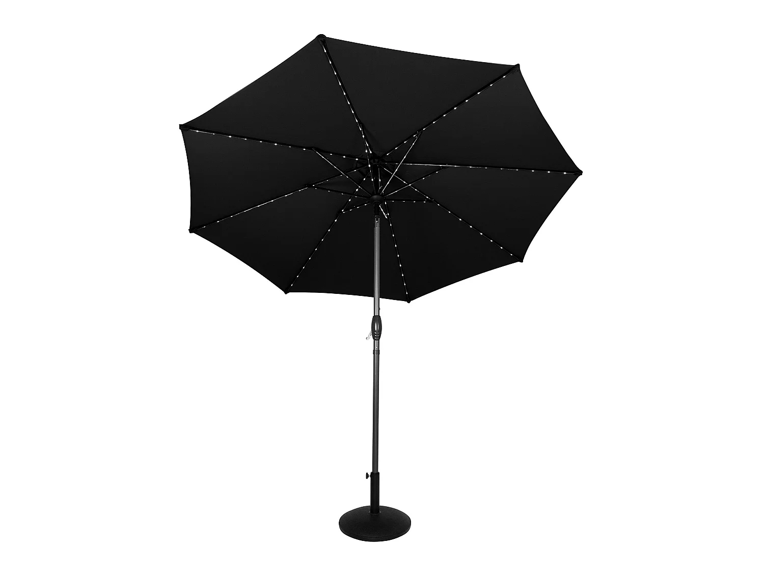 Parasol Inclinable à LED Solaire 2,7 m Noir & Socle en Béton Jardin Terrasse